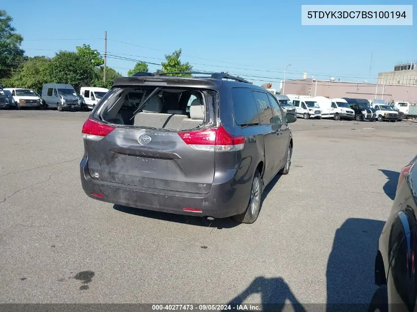 2011 Toyota Sienna Xle V6 VIN: 5TDYK3DC7BS100194 Lot: 40277473