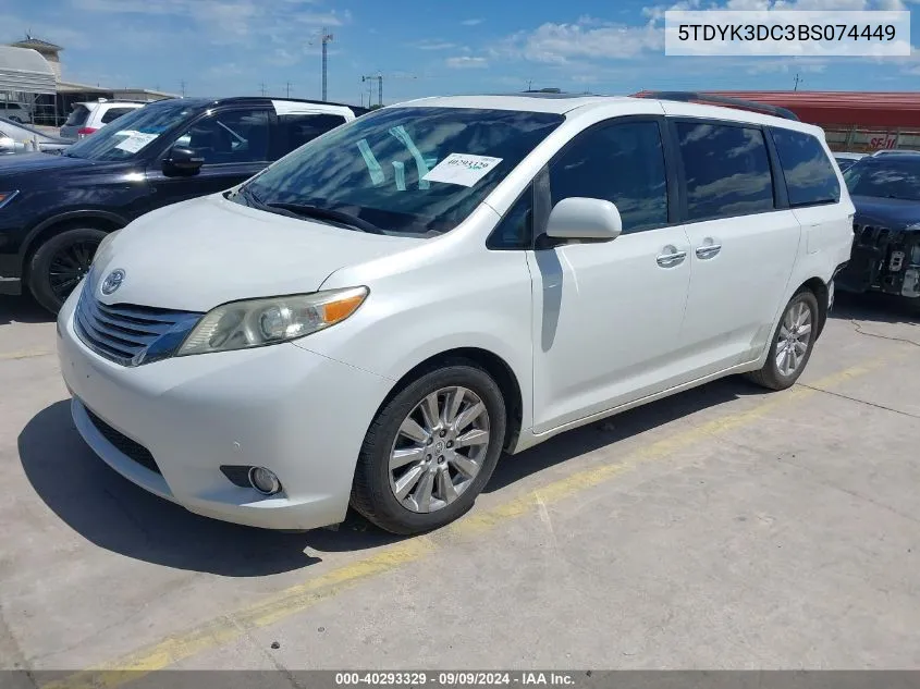 2011 Toyota Sienna Limited V6 VIN: 5TDYK3DC3BS074449 Lot: 40293329