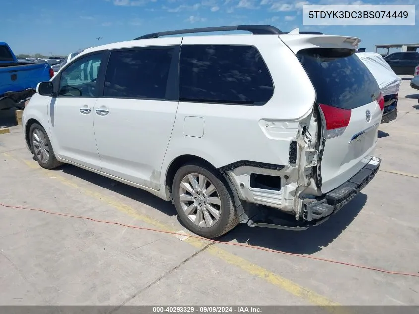 2011 Toyota Sienna Limited V6 VIN: 5TDYK3DC3BS074449 Lot: 40293329