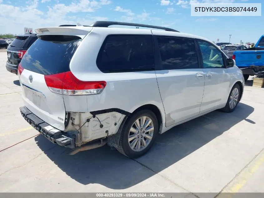 2011 Toyota Sienna Limited V6 VIN: 5TDYK3DC3BS074449 Lot: 40293329