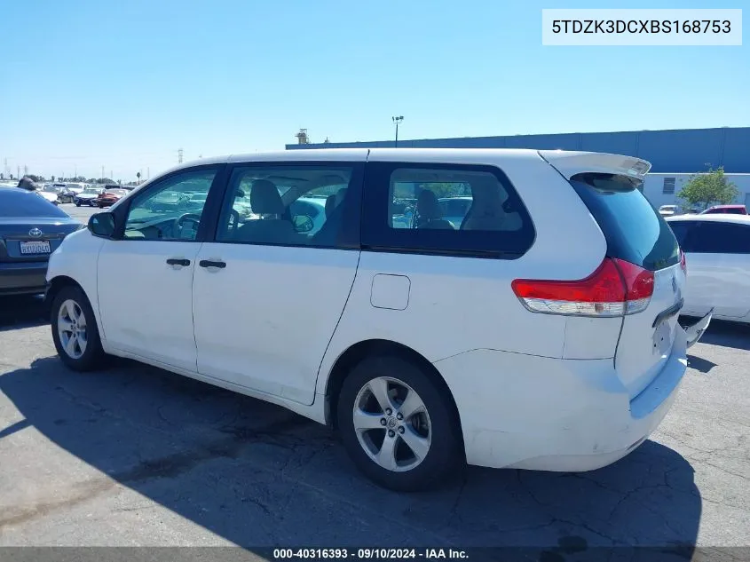 5TDZK3DCXBS168753 2011 Toyota Sienna Base V6