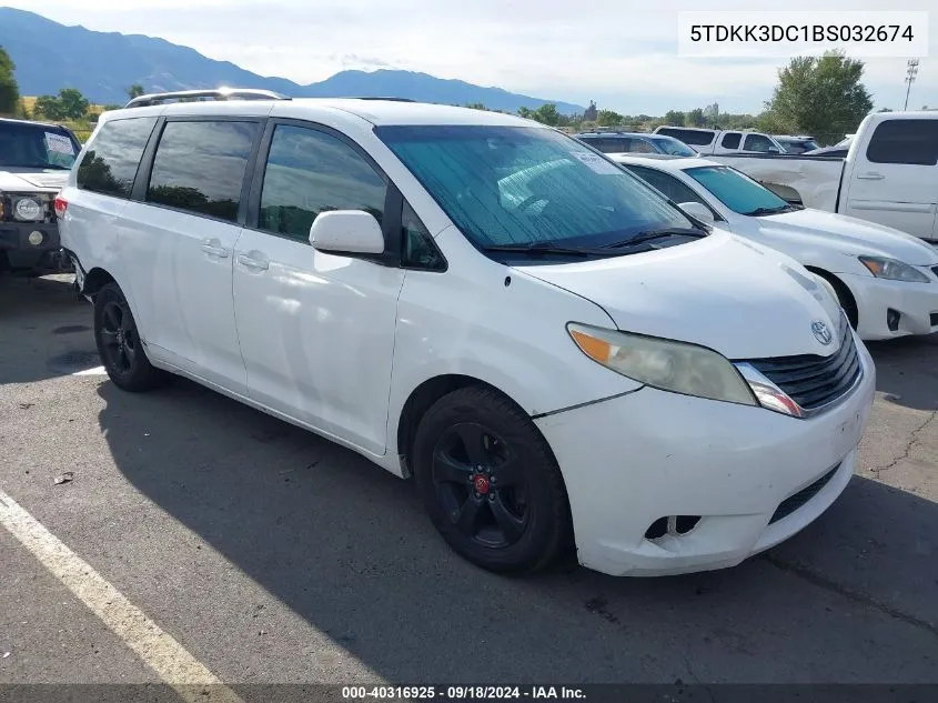 2011 Toyota Sienna Le V6 VIN: 5TDKK3DC1BS032674 Lot: 40316925