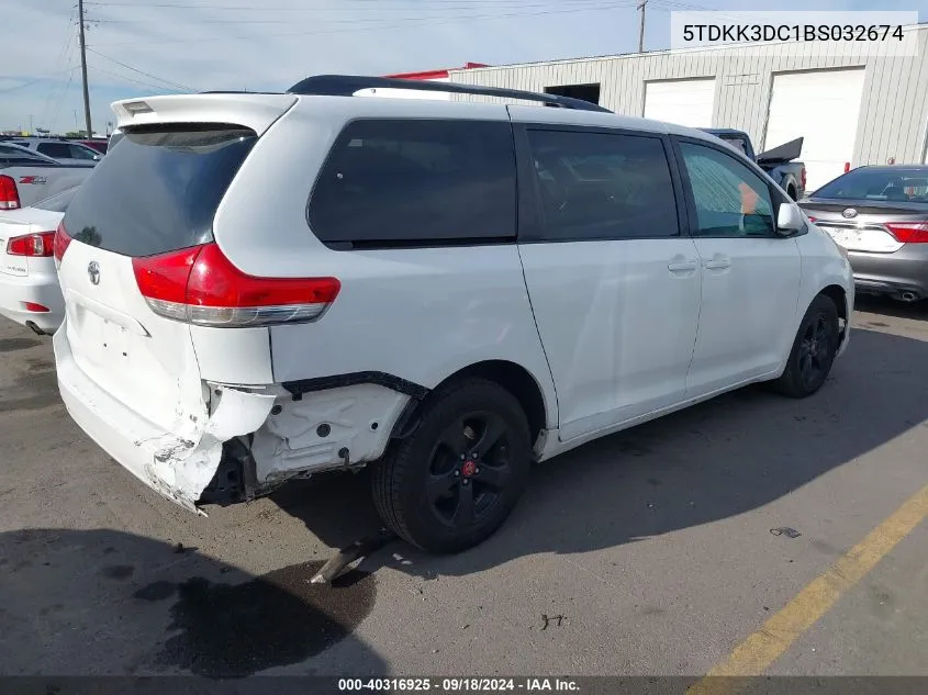 2011 Toyota Sienna Le V6 VIN: 5TDKK3DC1BS032674 Lot: 40316925