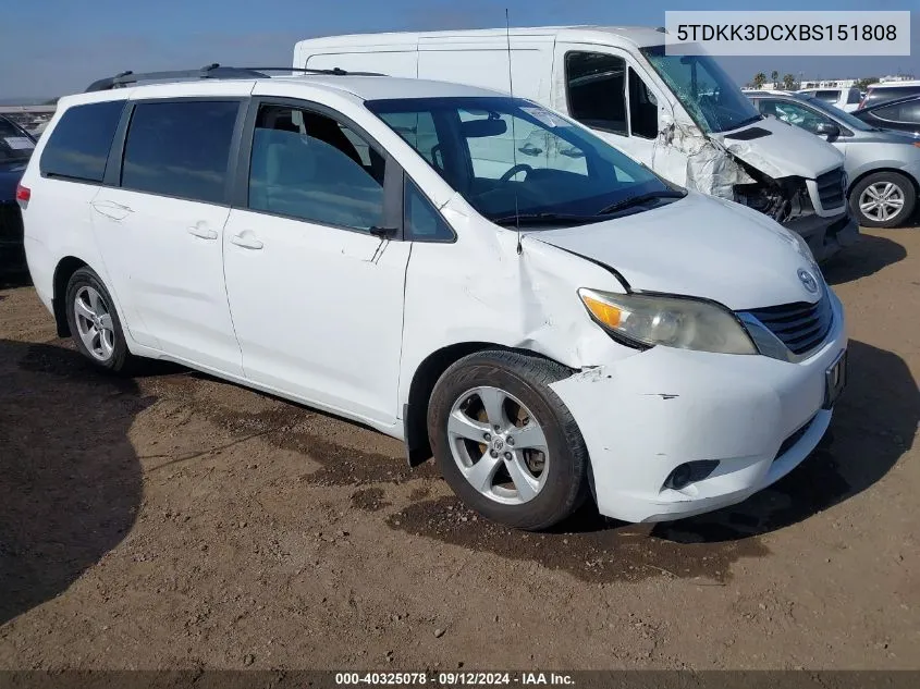 2011 Toyota Sienna Le V6 VIN: 5TDKK3DCXBS151808 Lot: 40325078