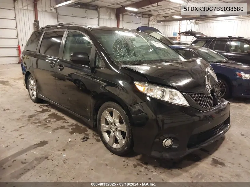 2011 Toyota Sienna Se VIN: 5TDXK3DC7BS038680 Lot: 40332025