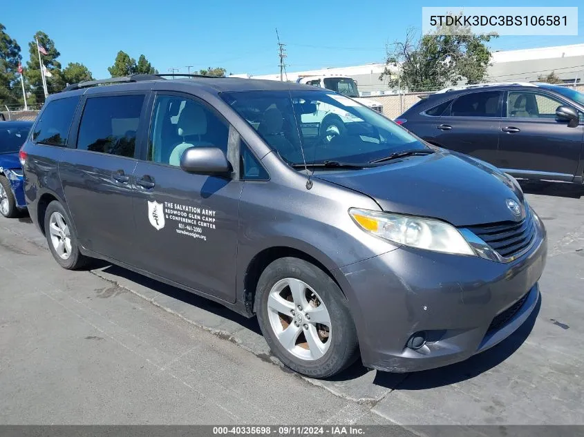 2011 Toyota Sienna Le V6 VIN: 5TDKK3DC3BS106581 Lot: 40335698