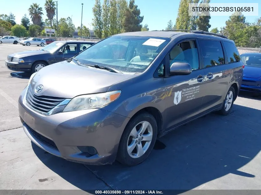 5TDKK3DC3BS106581 2011 Toyota Sienna Le V6