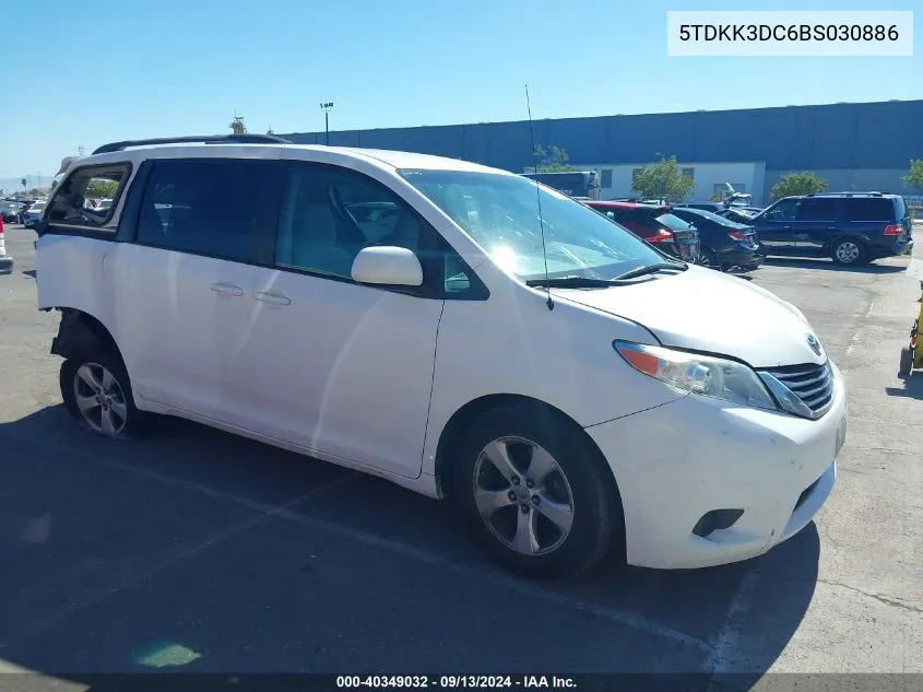 2011 Toyota Sienna Le V6 VIN: 5TDKK3DC6BS030886 Lot: 40349032