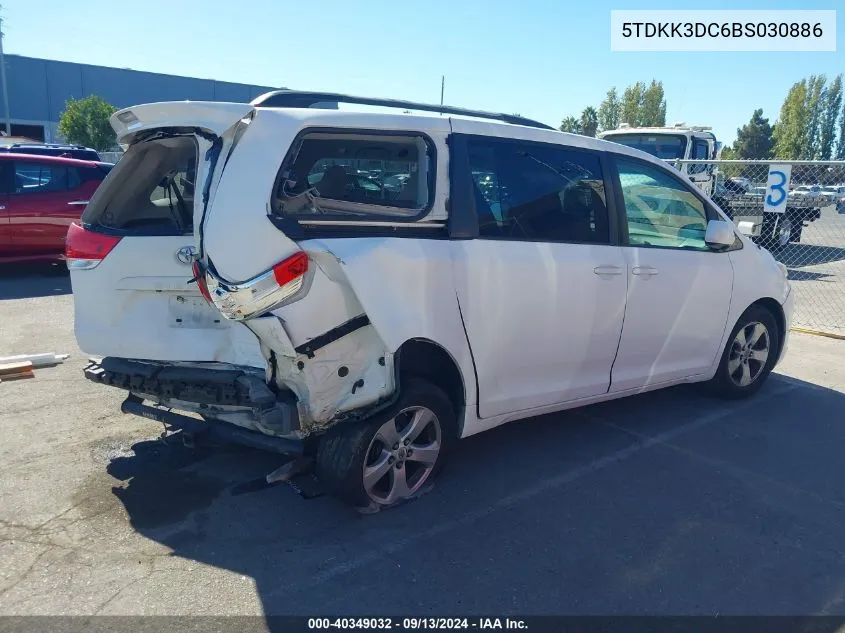 2011 Toyota Sienna Le V6 VIN: 5TDKK3DC6BS030886 Lot: 40349032