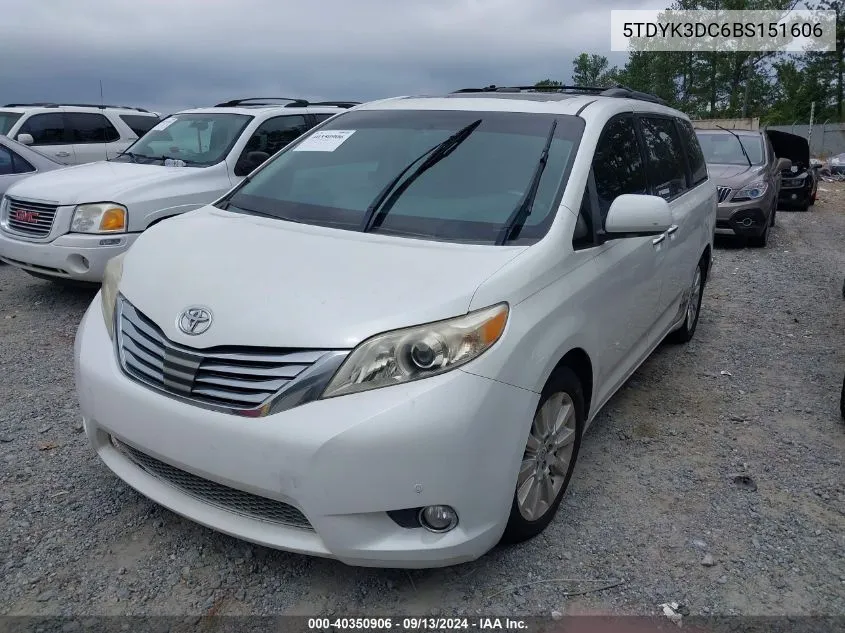 2011 Toyota Sienna Limited V6 VIN: 5TDYK3DC6BS151606 Lot: 40350906