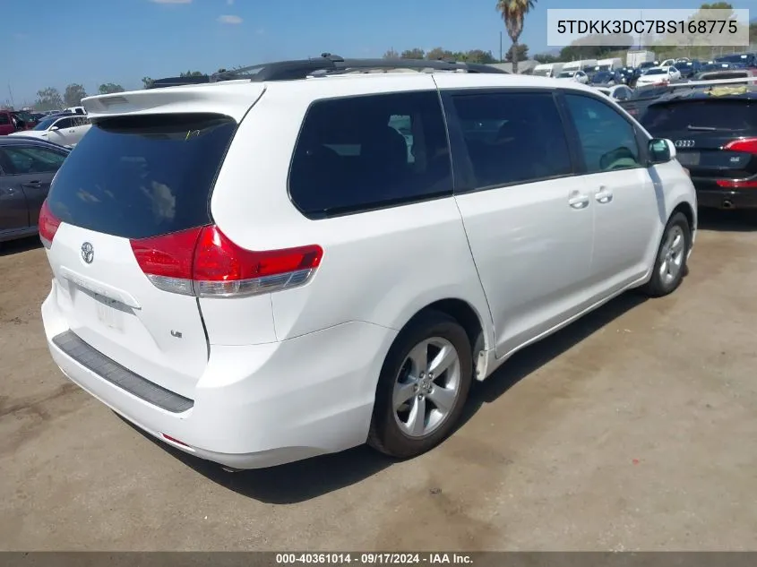 2011 Toyota Sienna Le V6 VIN: 5TDKK3DC7BS168775 Lot: 40361014