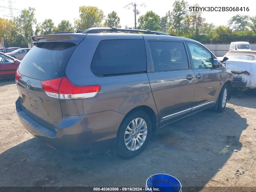 2011 Toyota Sienna Xle V6 VIN: 5TDYK3DC2BS068416 Lot: 40363506