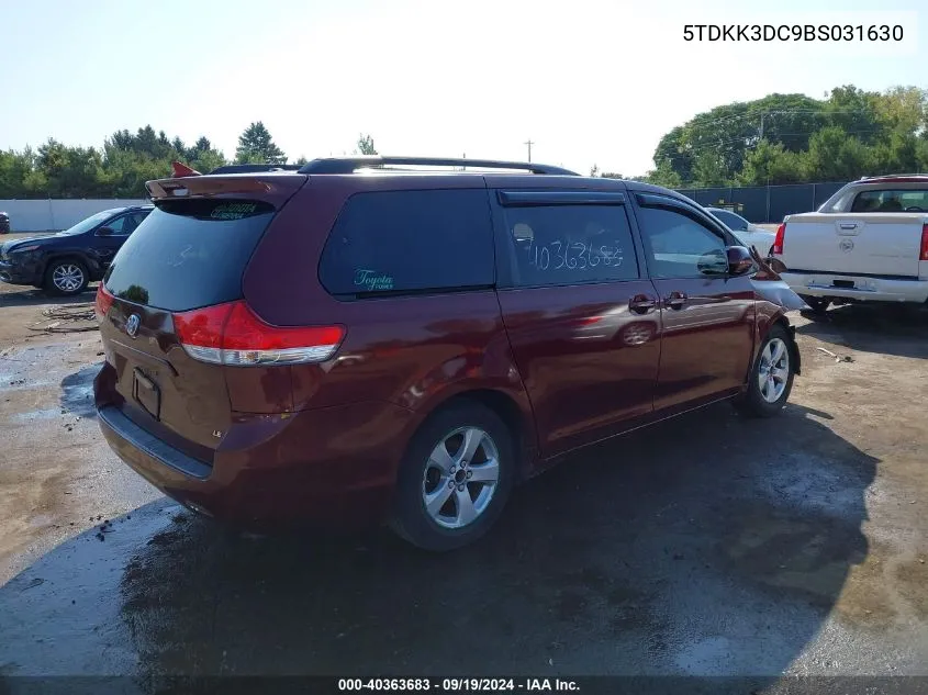 2011 Toyota Sienna Le V6 VIN: 5TDKK3DC9BS031630 Lot: 40363683