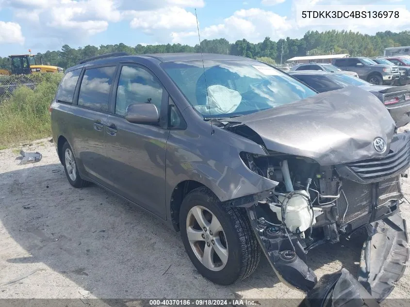 5TDKK3DC4BS136978 2011 Toyota Sienna Le V6