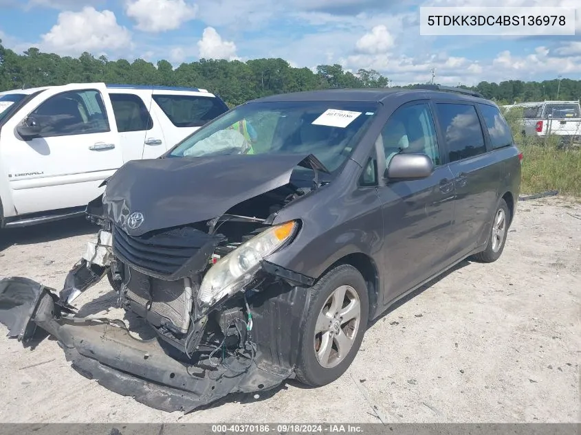 2011 Toyota Sienna Le V6 VIN: 5TDKK3DC4BS136978 Lot: 40370186