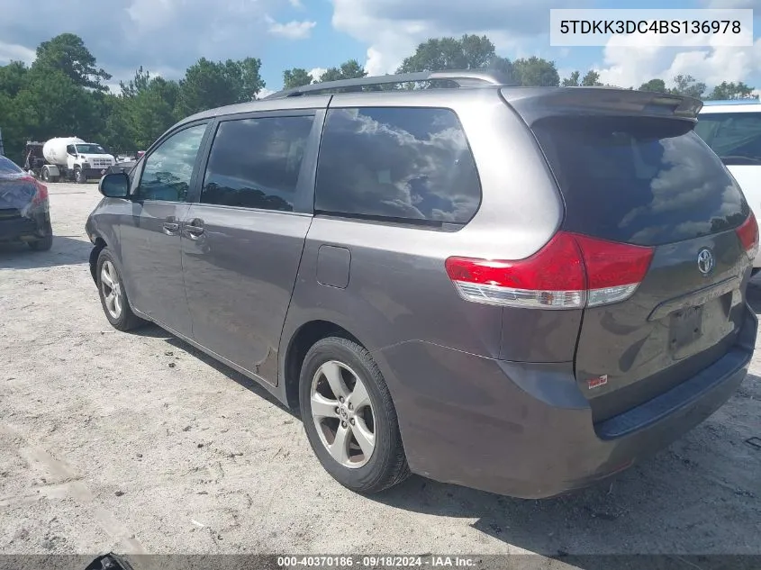 2011 Toyota Sienna Le V6 VIN: 5TDKK3DC4BS136978 Lot: 40370186