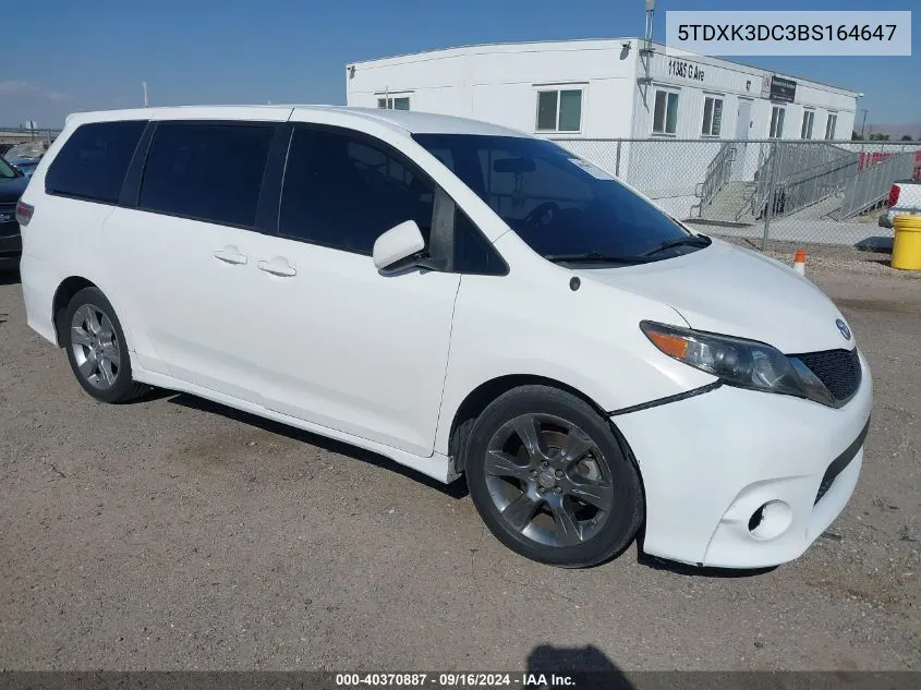 2011 Toyota Sienna Se VIN: 5TDXK3DC3BS164647 Lot: 40370887