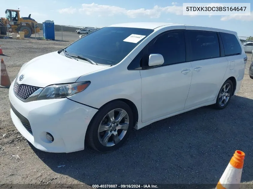 2011 Toyota Sienna Se VIN: 5TDXK3DC3BS164647 Lot: 40370887