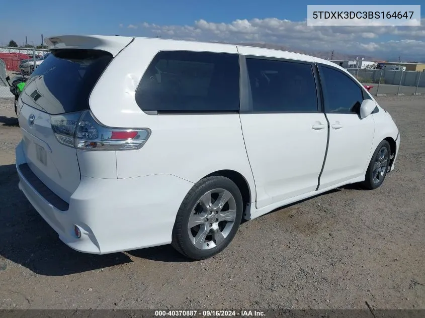 5TDXK3DC3BS164647 2011 Toyota Sienna Se