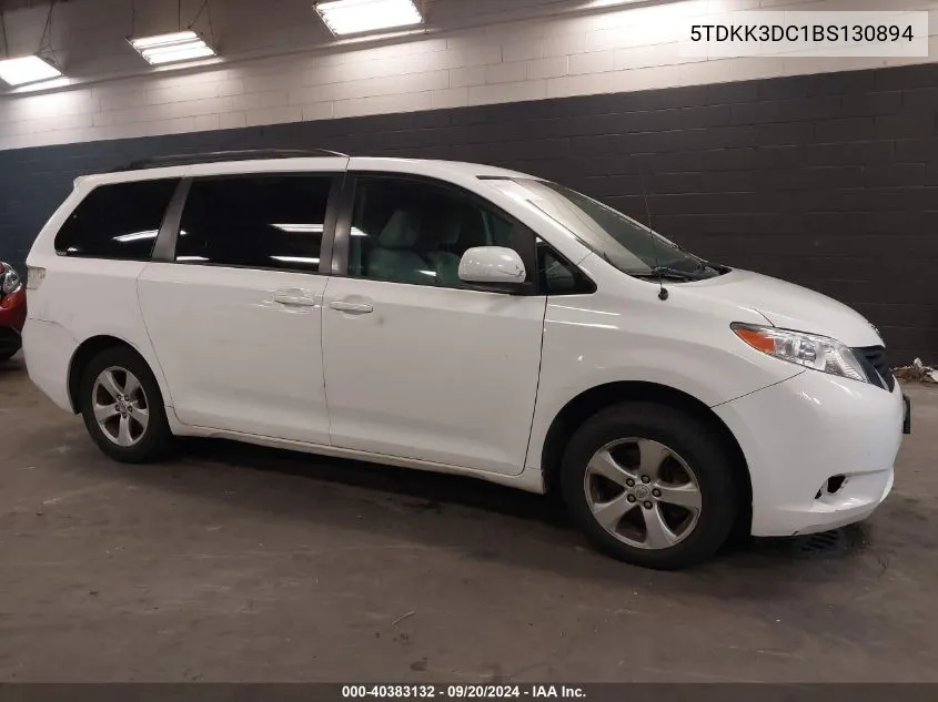 2011 Toyota Sienna Le V6 VIN: 5TDKK3DC1BS130894 Lot: 40383132