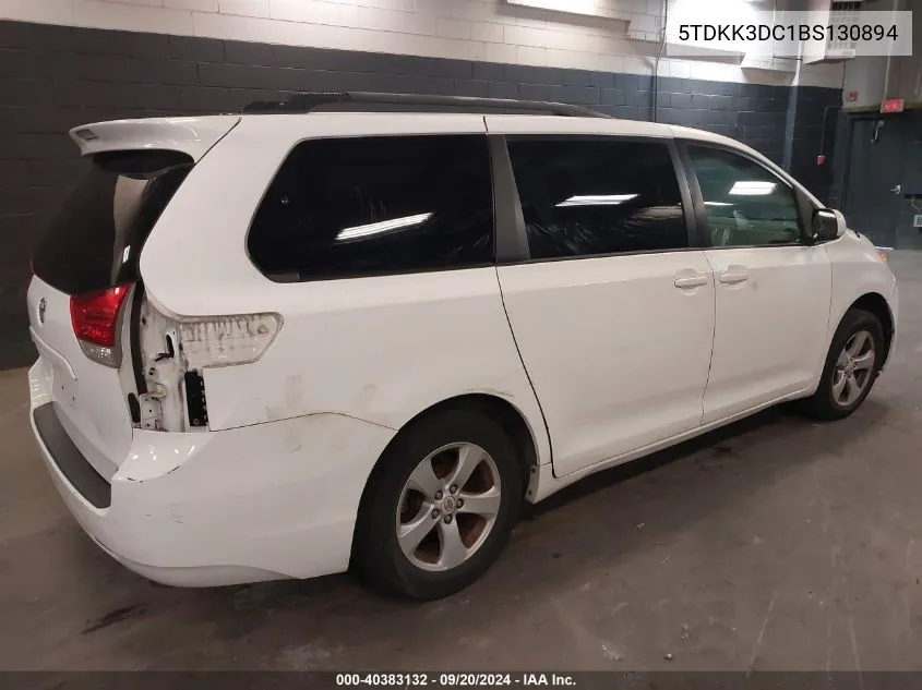 2011 Toyota Sienna Le V6 VIN: 5TDKK3DC1BS130894 Lot: 40383132