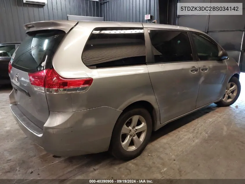 2011 Toyota Sienna Base V6 VIN: 5TDZK3DC2BS034142 Lot: 40390905