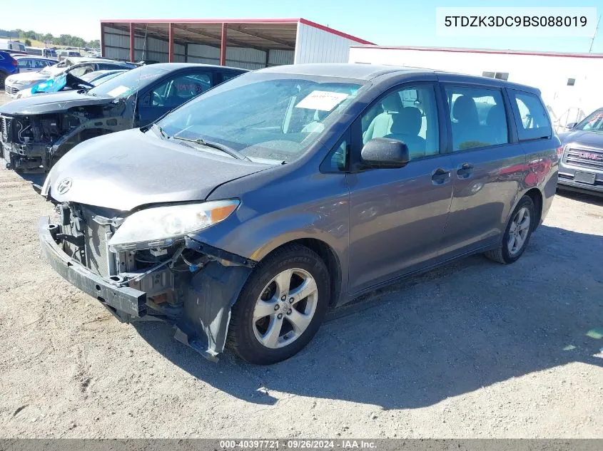 2011 Toyota Sienna Base V6 VIN: 5TDZK3DC9BS088019 Lot: 40397721