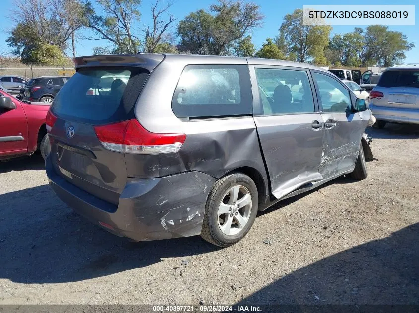 2011 Toyota Sienna Base V6 VIN: 5TDZK3DC9BS088019 Lot: 40397721