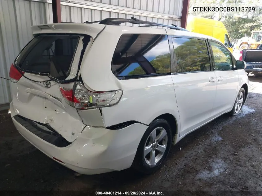 5TDKK3DC0BS113729 2011 Toyota Sienna Le V6