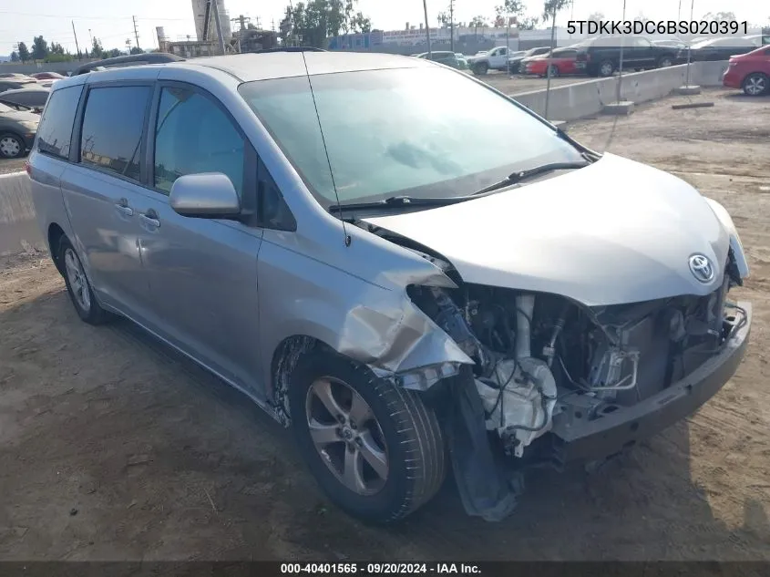 2011 Toyota Sienna Le V6 VIN: 5TDKK3DC6BS020391 Lot: 40401565