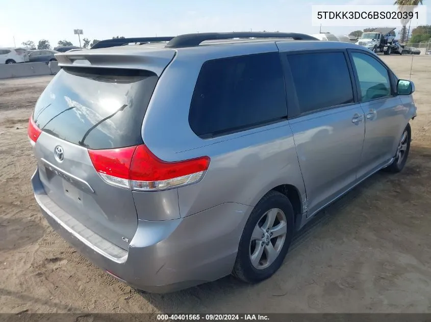 2011 Toyota Sienna Le V6 VIN: 5TDKK3DC6BS020391 Lot: 40401565