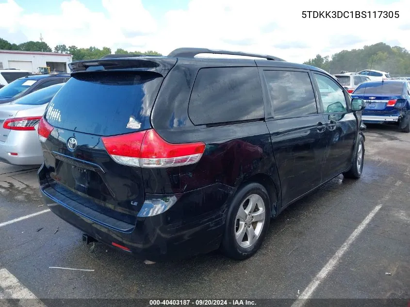 2011 Toyota Sienna Le V6 VIN: 5TDKK3DC1BS117305 Lot: 40403187