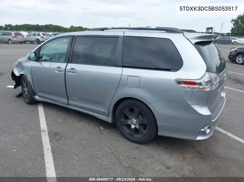 2011 Toyota Sienna Se VIN: 5TDXK3DC5BS053517 Lot: 40409717