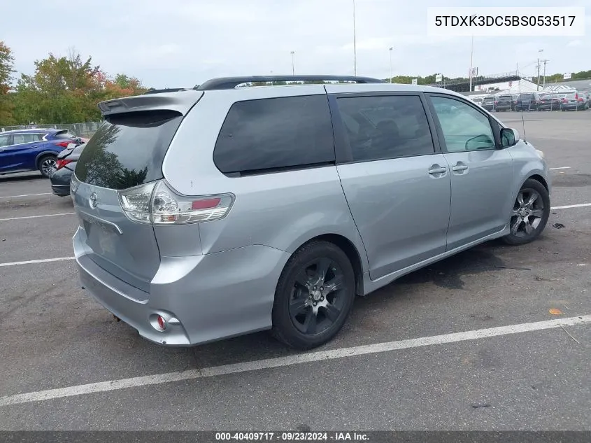 2011 Toyota Sienna Se VIN: 5TDXK3DC5BS053517 Lot: 40409717