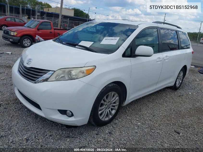 2011 Toyota Sienna Xle V6 VIN: 5TDYK3DC1BS152968 Lot: 40410020