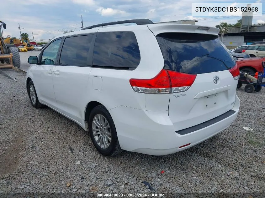 2011 Toyota Sienna Xle V6 VIN: 5TDYK3DC1BS152968 Lot: 40410020