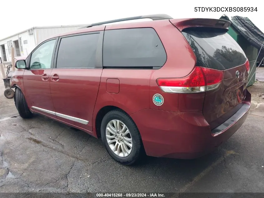 2011 Toyota Sienna Xle V6 VIN: 5TDYK3DCXBS085934 Lot: 40415268