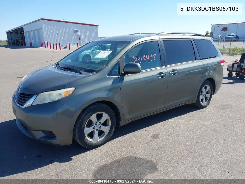 5TDKK3DC1BS067103 2011 Toyota Sienna Le V6