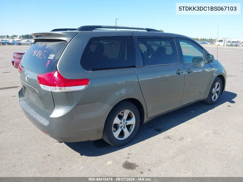 2011 Toyota Sienna Le V6 VIN: 5TDKK3DC1BS067103 Lot: 40418478