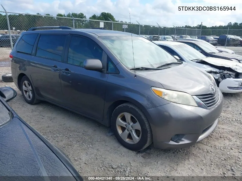 2011 Toyota Sienna Le V6 VIN: 5TDKK3DC0BS165944 Lot: 40421340