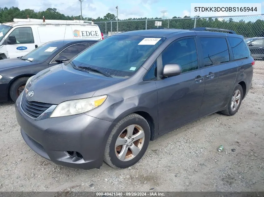 2011 Toyota Sienna Le V6 VIN: 5TDKK3DC0BS165944 Lot: 40421340