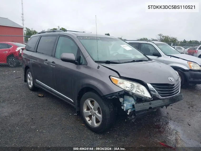 2011 Toyota Sienna Le V6 VIN: 5TDKK3DC5BS110521 Lot: 40424144