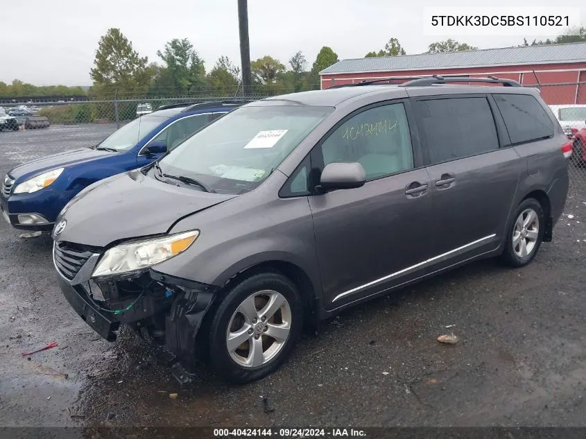 2011 Toyota Sienna Le V6 VIN: 5TDKK3DC5BS110521 Lot: 40424144