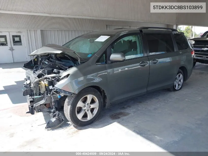 2011 Toyota Sienna Le VIN: 5TDKK3DC8BS103899 Lot: 40424509