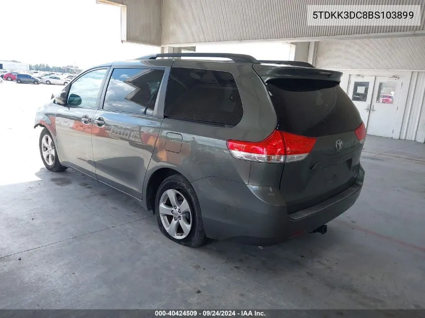 2011 Toyota Sienna Le VIN: 5TDKK3DC8BS103899 Lot: 40424509