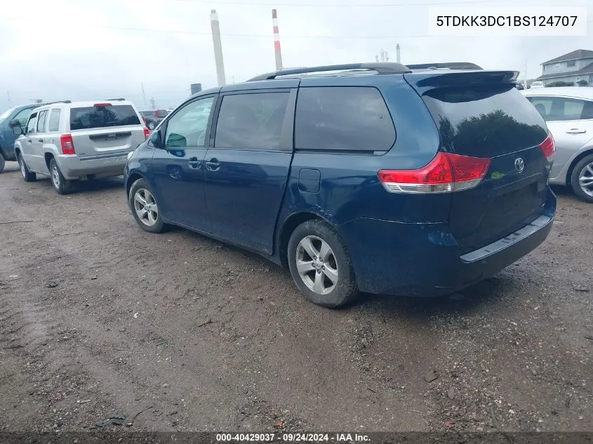 2011 Toyota Sienna Le V6 VIN: 5TDKK3DC1BS124707 Lot: 40429037