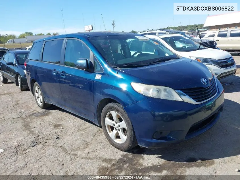 2011 Toyota Sienna Le VIN: 5TDKA3DCXBS006822 Lot: 40435955