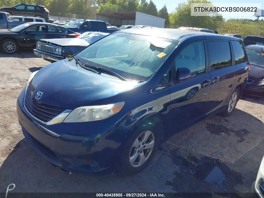 5TDKA3DCXBS006822 2011 Toyota Sienna Le