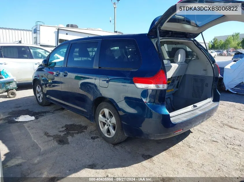 5TDKA3DCXBS006822 2011 Toyota Sienna Le