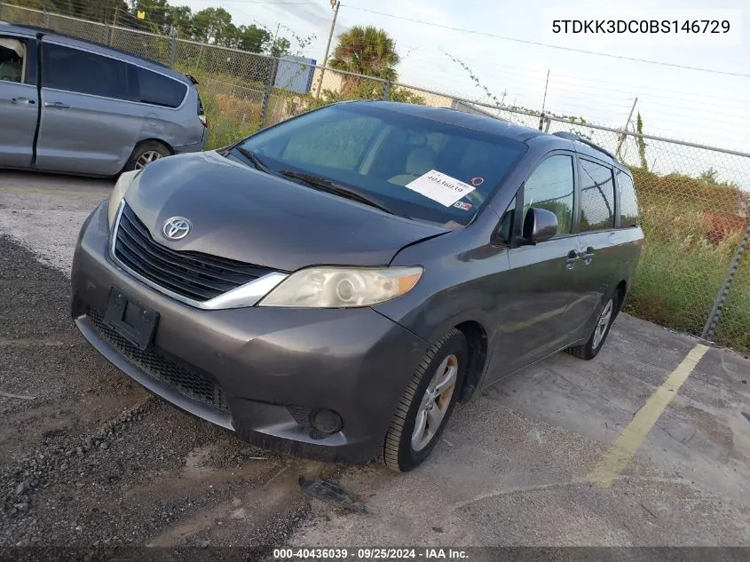 2011 Toyota Sienna Le V6 VIN: 5TDKK3DC0BS146729 Lot: 40436039